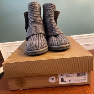UGG Charcoal Knit Fold-Over Boots